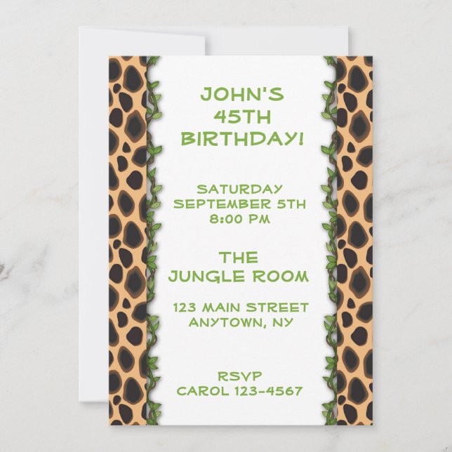 Tierdruckreifen Einladung (Vorderseite)