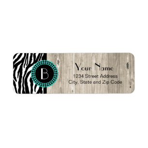 Tierdruckzebra-Muster und Monogramm