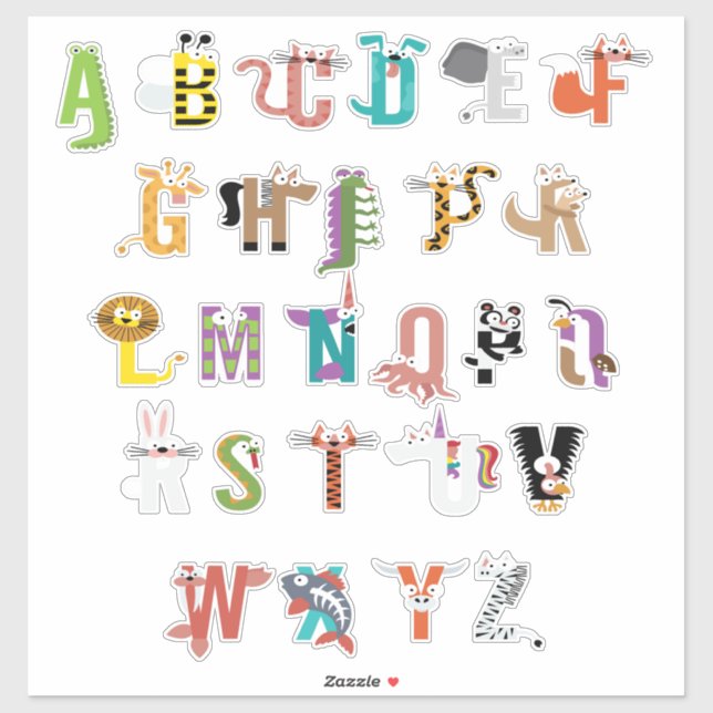 TIERE A-Z AUFKLEBER (Blatt)