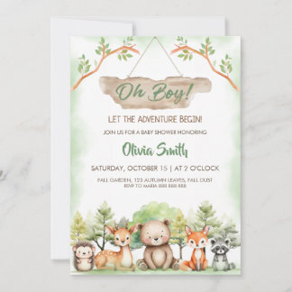 Tiere Abenteuer Junge Baby Shower-Party Einladung