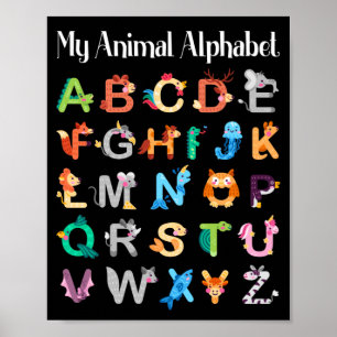 Tiere Alphabet Lernen ABC Tiere Poster