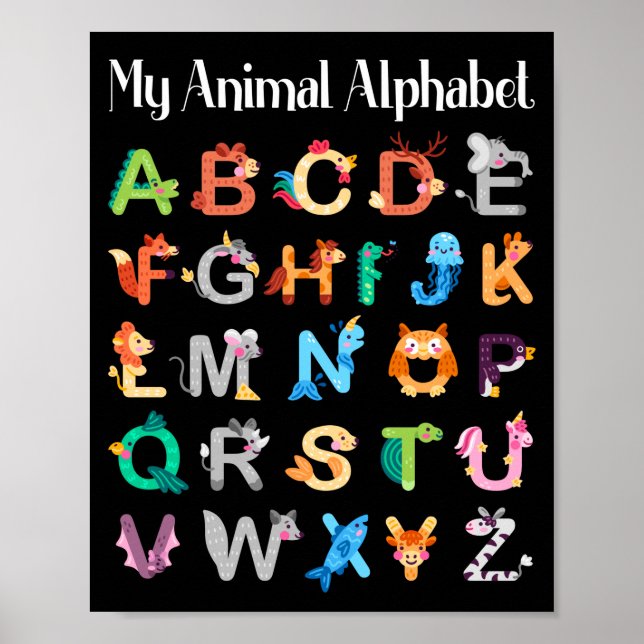 Tiere Alphabet Lernen ABC Tiere Poster (Vorne)