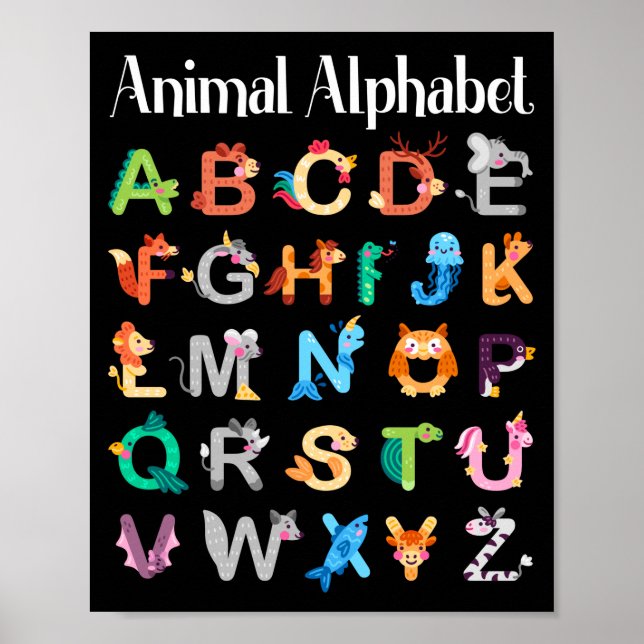 Tiere Alphabet Lernen ABC Tiere Poster (Vorne)