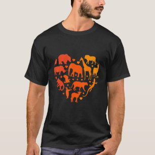 Tiere als Herz T-Shirt