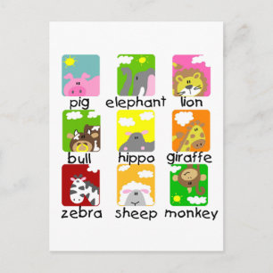 Tiere auf der Postkarte der Parade