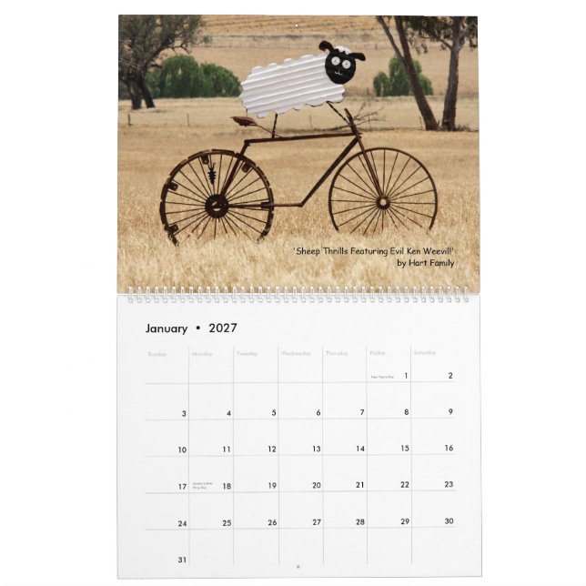 Tiere auf Kalender der Fahrrad-2013 (Jan 2027)