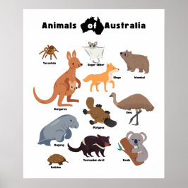 Tiere aus Australien Aussie Wildlife Poster
