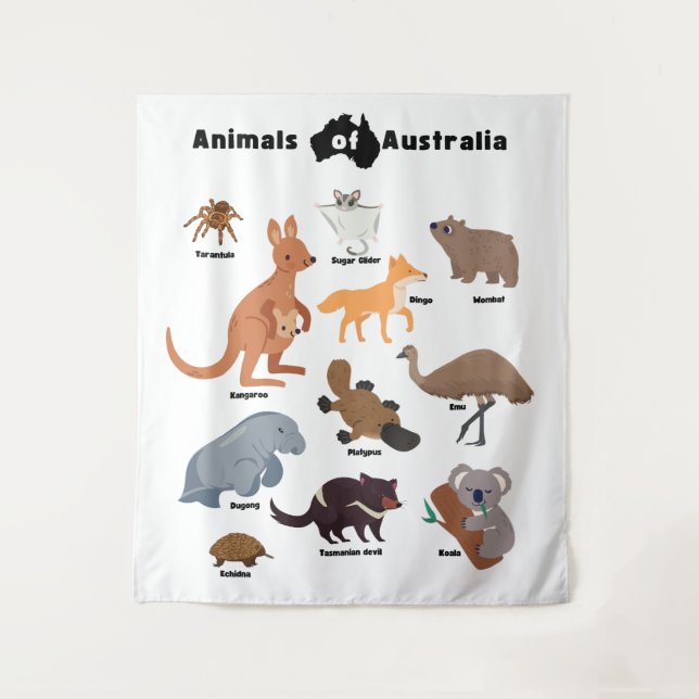 Tiere aus Australien Aussie Wildlife Wandteppich (Vorderseite)