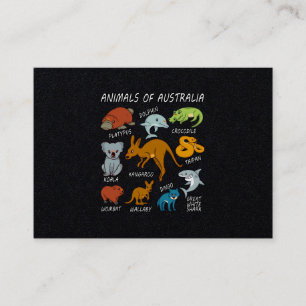 Tiere aus Australien Visitenkarte
