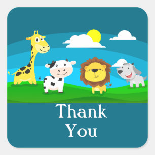 Tiere aus Cartoons Quadratischer Aufkleber