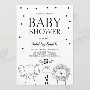 Tiere Baby Dusche laden Zoo Safari Jungle ein Einladung