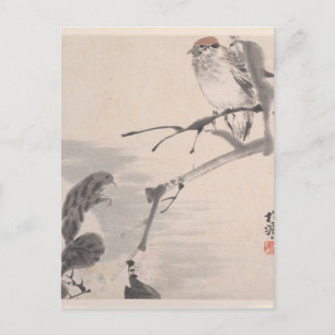 Tiere, Blume und Vögel - Ren Yi Postkarte