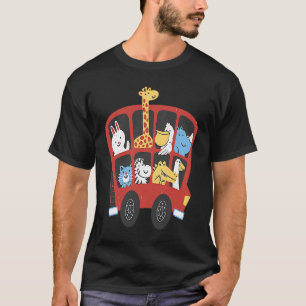 Tiere Bus Hase Giraffe Nashorn Ente Katze T-Shirt