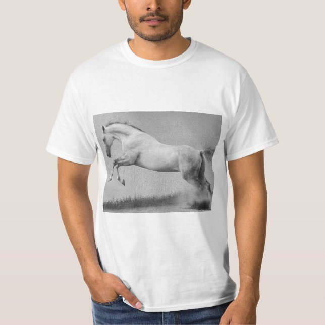 Tiere Curvet Horse Template Mens Moderne Weiß T-Shirt (Vorderseite)