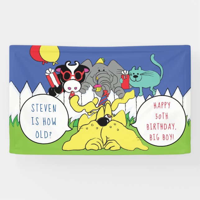Tiere der Geburtstagspartei personalisieren Banner (Horizontal)