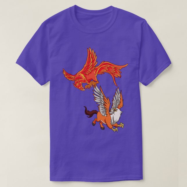 Tiere der Mythologie Phoenix vs. Hippogryph T-Shirt (Design vorne)