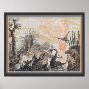 Tiere der prähistorischen Welt um die 20er Jahre Poster
