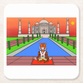 Tiere der Welt, Indien: Tiger Rechteckiger Pappuntersetzer