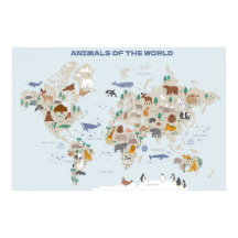 Tiere der Weltkarte für Kinderzimmer oder Kinderzi