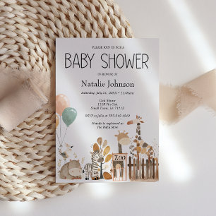 Tiere der Zoo-Kinderstube - Babyparty-Einladung Einladung
