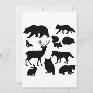 Tiere des Waldes, wild lebende Tiere Dankeskarte