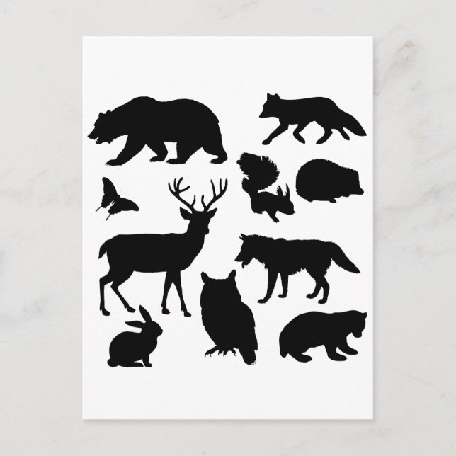 Tiere des Waldes, wild lebende Tiere Postkarte (Vorderseite)