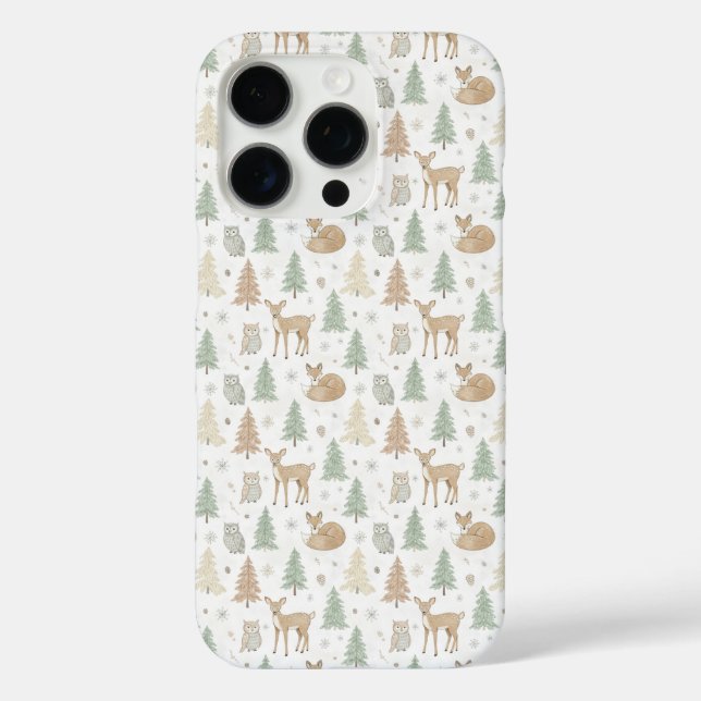Tiere des Winterwaldes nahtloses Muster Case-Mate iPhone Hülle (Rückseite)