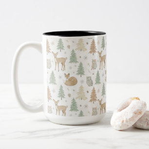 Tiere des Winterwaldes nahtloses Muster Zweifarbige Tasse