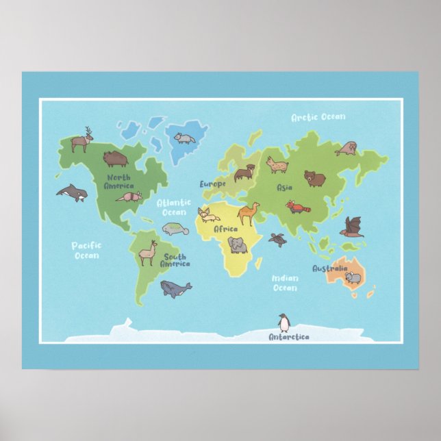 Tiere des World Map Poster (Vorne)