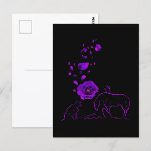 Tiere, die auch mit dem violetten Mohn-Denkmal die Postkarte