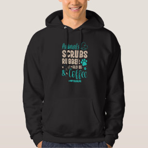 Tiere, die Gummihandschuhe und Kaffeetierschuhe un Hoodie