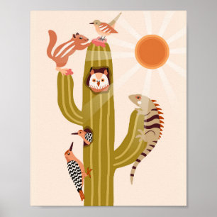 Tiere, die in Kakteen leben Poster