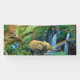 Tiere, die zusammen leben, werfen Kissen Banner