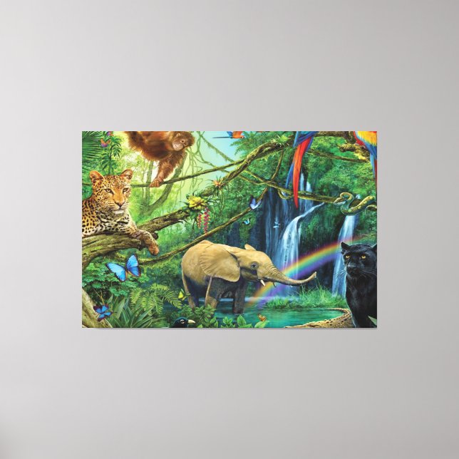 Tiere, die zusammen leben, werfen Kissen Leinwanddruck (Vorderseite)