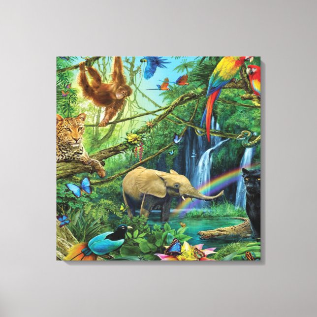 Tiere, die zusammen leben, werfen Kissen Leinwanddruck (Vorderseite)