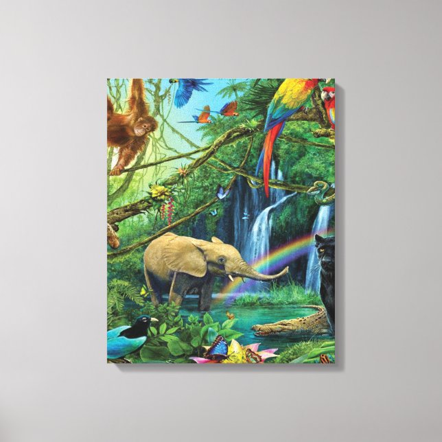 Tiere, die zusammen leben, werfen Kissen Leinwanddruck (Vorderseite)