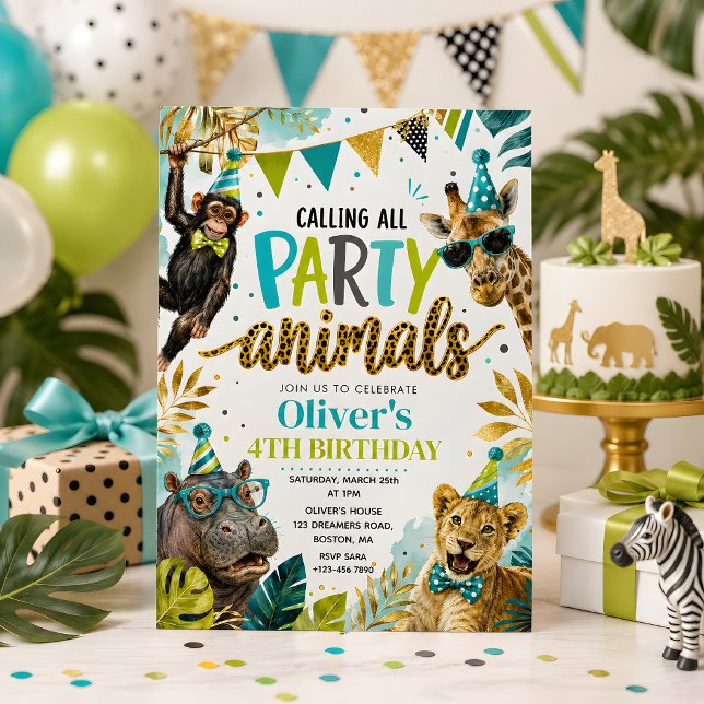 Tiere feiern Kindergeburtstag Einladung (Von Creator hochgeladen)