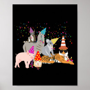 Tiere feiern süße Tiere auf einer Party Poster