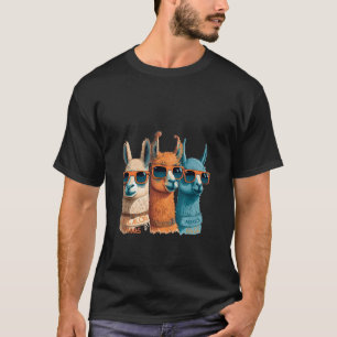 Tiere Grafik Lama mit Sonnenbrille T-Shirt