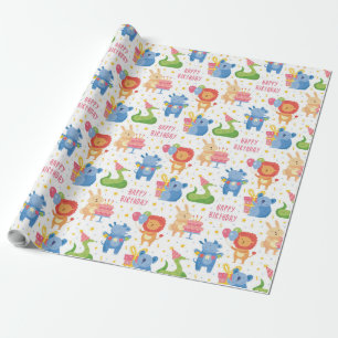 Tiere gratulieren zum Kindergeburtstag Geschenkpapier
