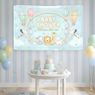 Tiere Heißluftballons Wolken Süße Babyparty  Banner