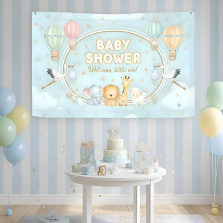 Tiere Heißluftballons Wolken Süße Babyparty  Banner