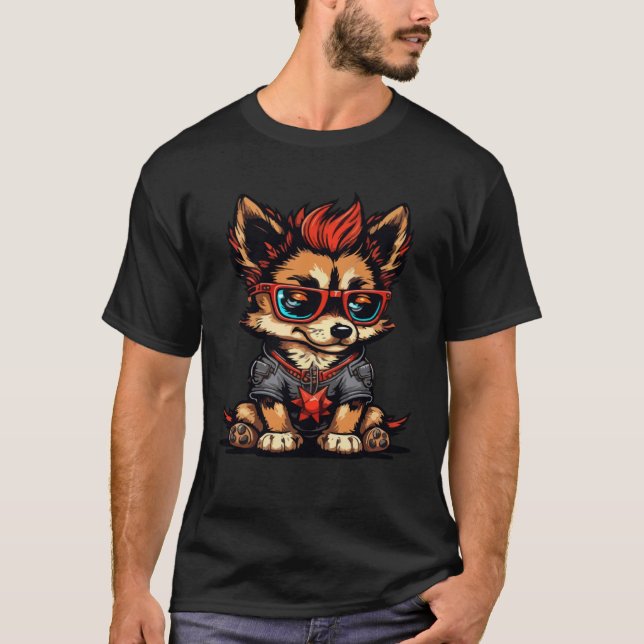 Tiere Hund Katze Eule Fuchs Niedlich  6 T-Shirt (Vorderseite)