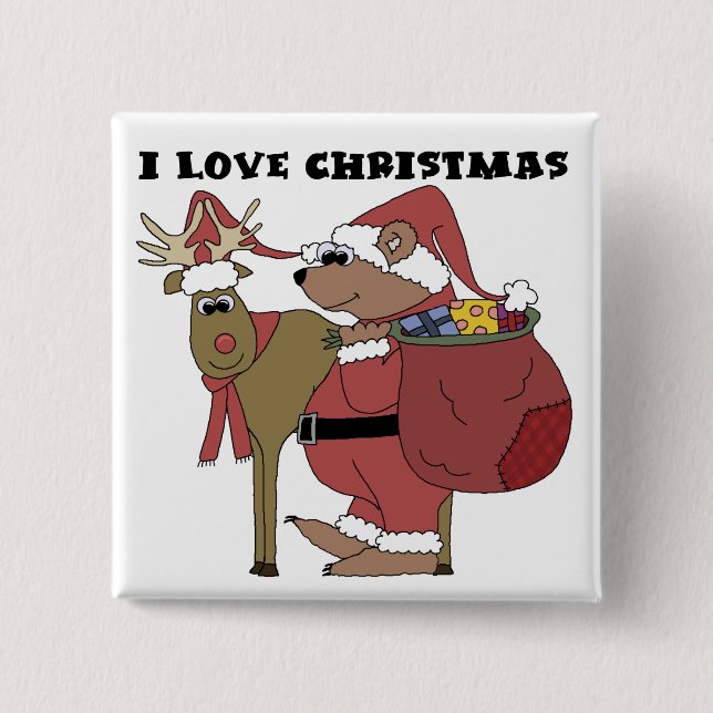 Tiere I Liebe Weihnachtsgeschenke und Geschenke Button (Vorderseite)