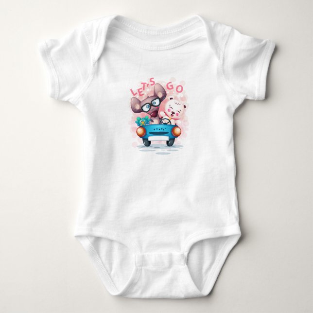Tiere im Auto Nr. 3 Baby Strampler (Vorderseite)