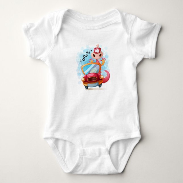 Tiere im Auto Nr. 4 Baby Strampler (Vorderseite)