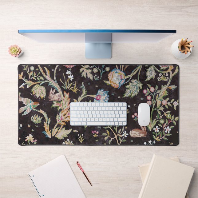 Tiere im Blumengarten, William Morris Schreibtischunterlage (Büro 1)