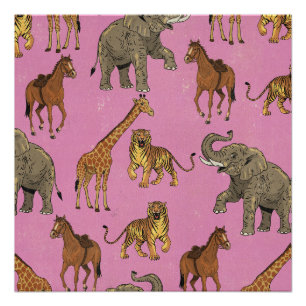 Tiere im Vintage-Zoo-Stil Poster