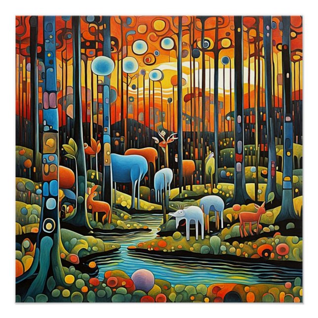 Tiere im Wald Poster (Vorderseite)