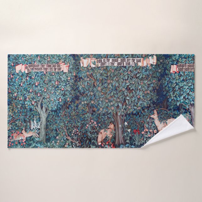 Tiere im Wald, William Morris Badehandtuch (Badehandtuch)
